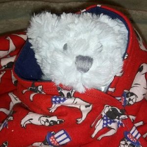 Red Patriotic Boston Terrier Baby Blanket